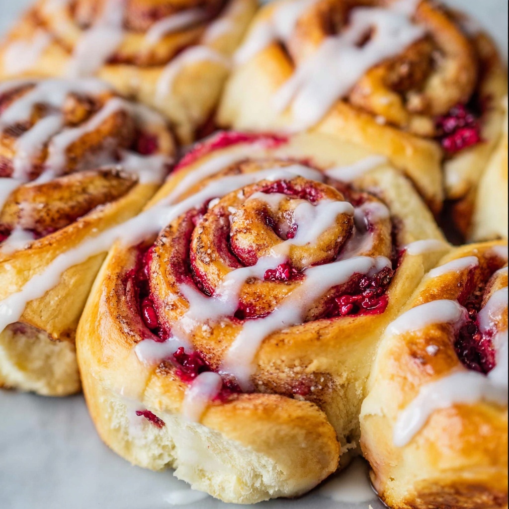 Raspberry Sweet Rolls with Coconut Cream Cheese Frosting Recipe - Recipe Image