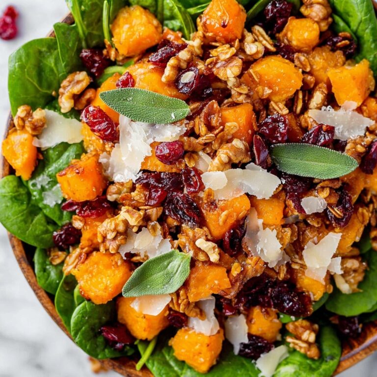 Honey Roasted Butternut Squash Salad with Savory Granola and Nutty Balsamic Dressing Recipe
