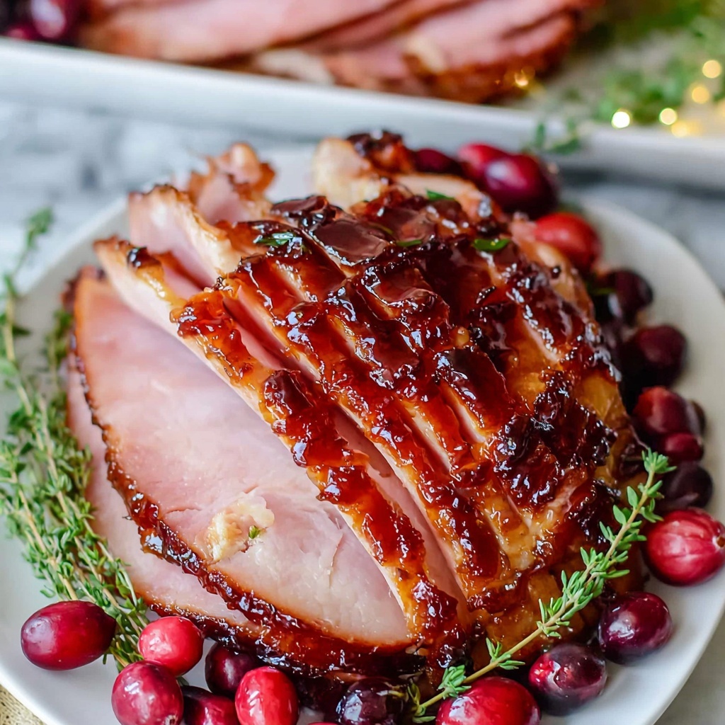 Oven-Roasted Cranberry-Dijon Glazed Ham Recipe - Recipe Image