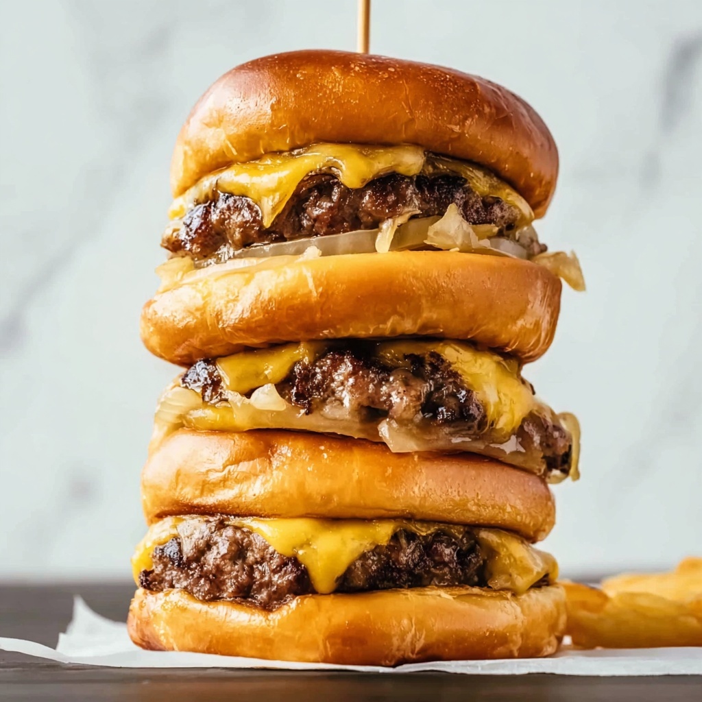 Butter Burger with Caramelized Onions and Melted American Cheese Recipe - Recipe Image