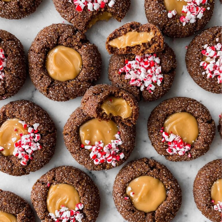 Chocolate Thumbprint Cookies 2 Ways (Salted Caramel and White Chocolate Peppermint) Recipe