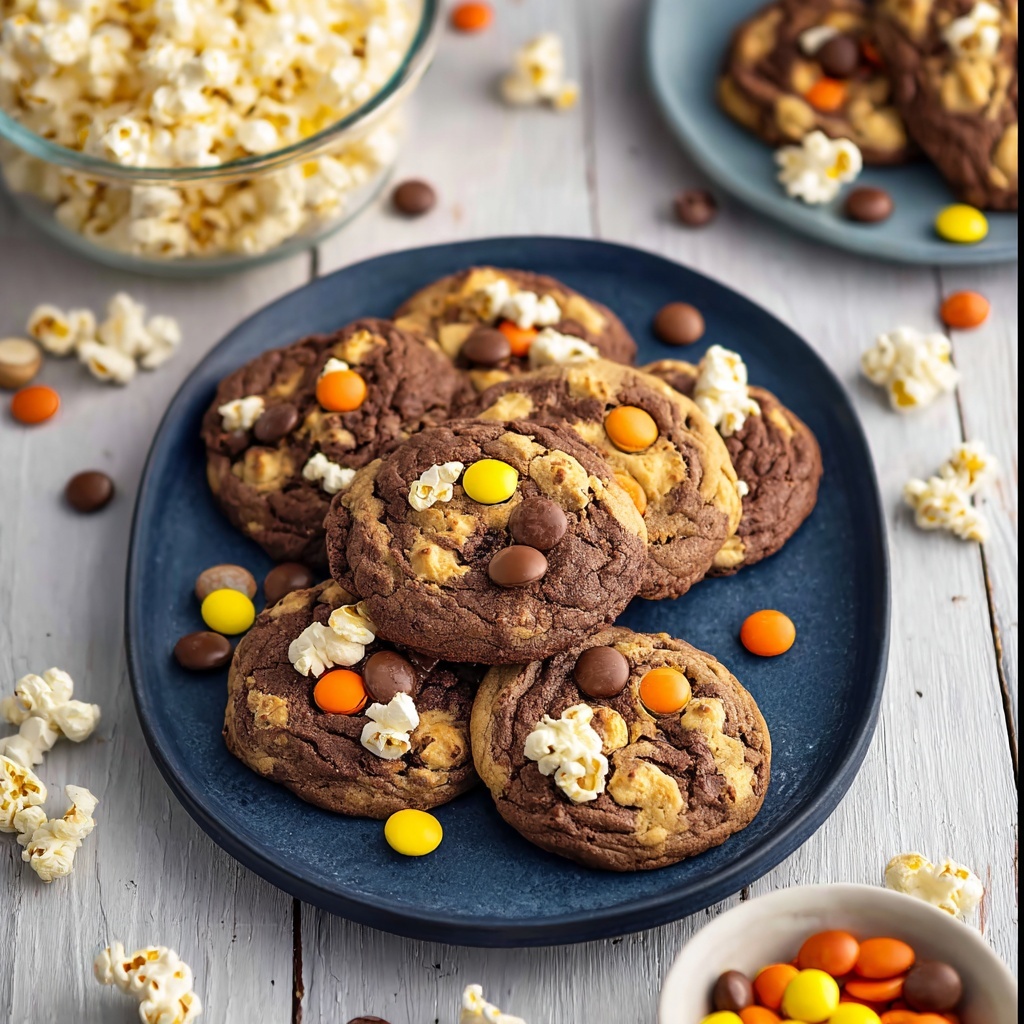 Movie Night Cookies with Reese's Pieces, Raisinets, and Popcorn Recipe - Recipe Image