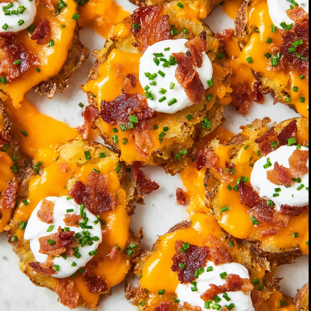 Loaded Smashed Potatoes with Bacon, Cheddar, and Chives Recipe - Recipe Image
