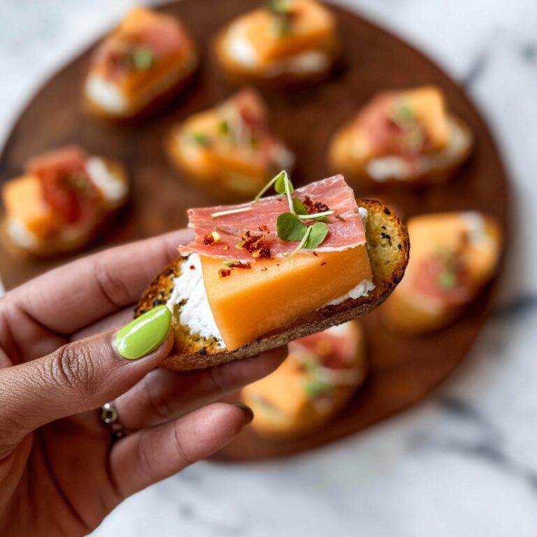 Prosciutto Ricotta Crostini with Melon and Hot Honey Recipe