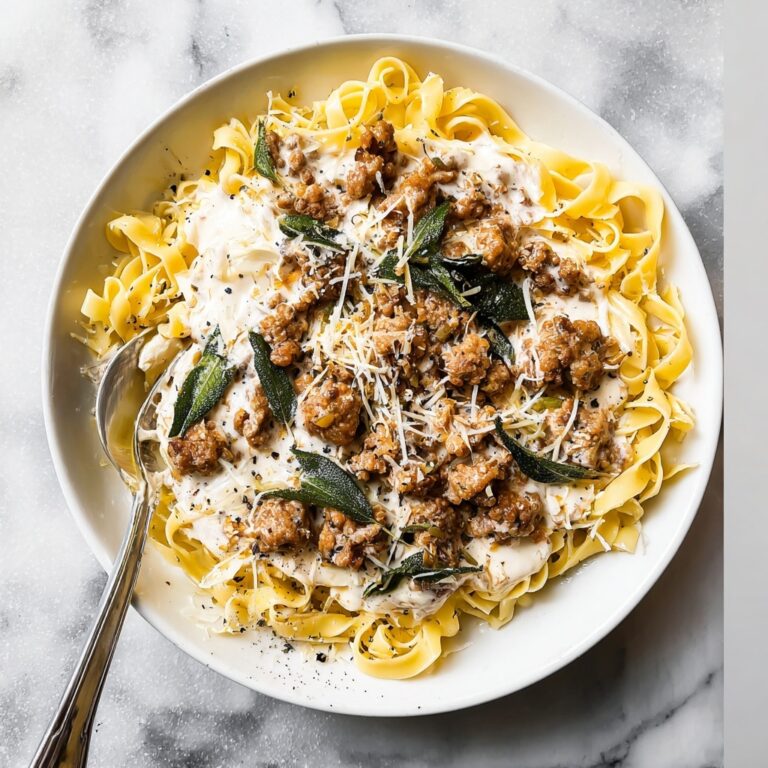 Sausage Alfredo Pasta with Crispy Fried Sage Recipe