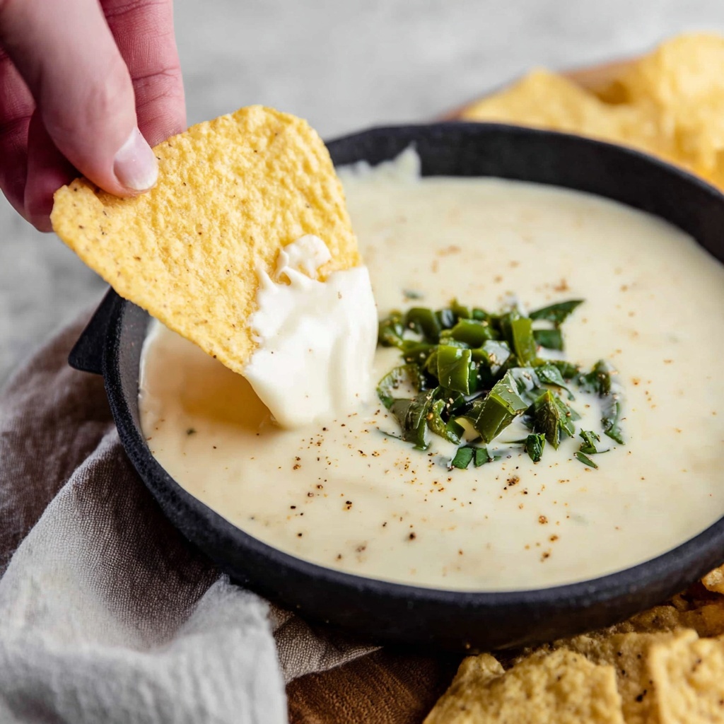 Poblano Queso Dip with Roasted Peppers and Melty Cheese Recipe - Recipe Image