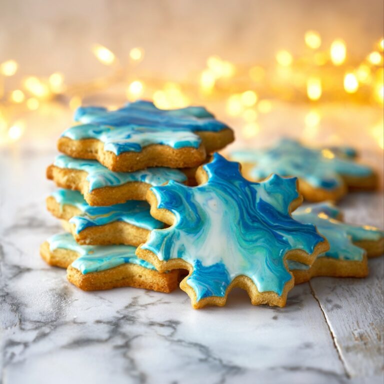 Marbled Christmas Butter Cookies with Powdered Sugar Icing Recipe