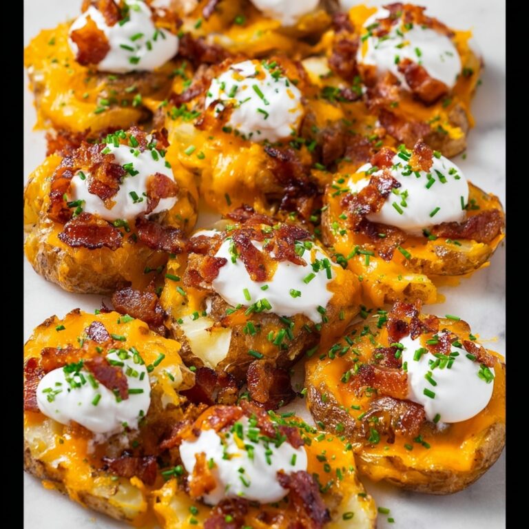 Loaded Smashed Potatoes with Bacon, Cheddar, and Chives Recipe