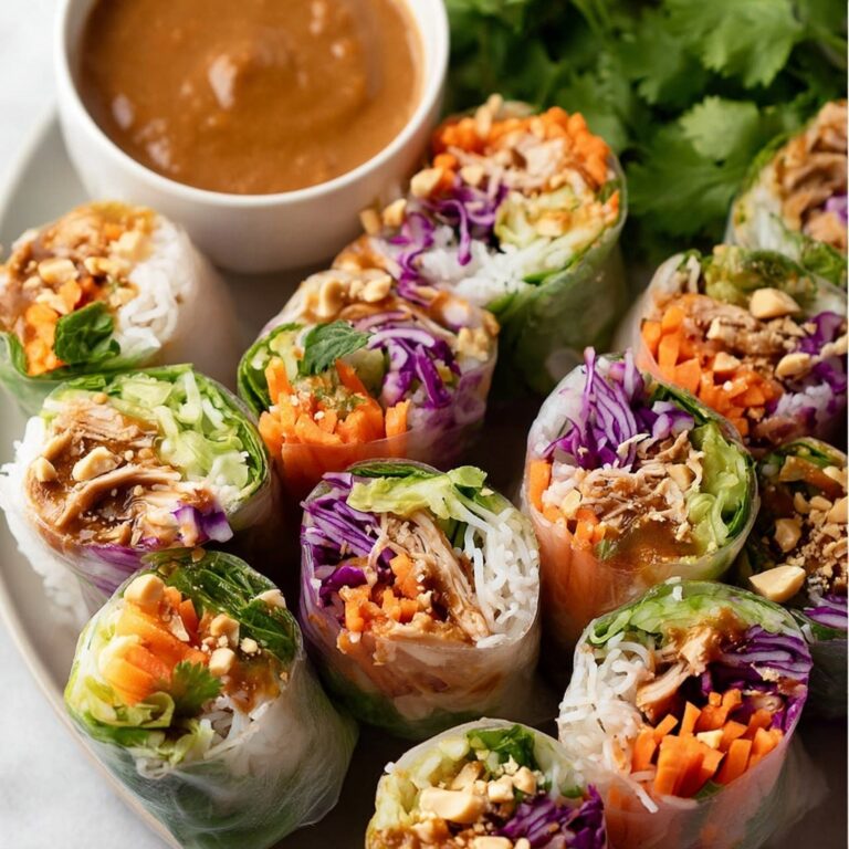 Lemongrass Chicken Rice Paper Rolls with Peanut Dipping Sauce Recipe