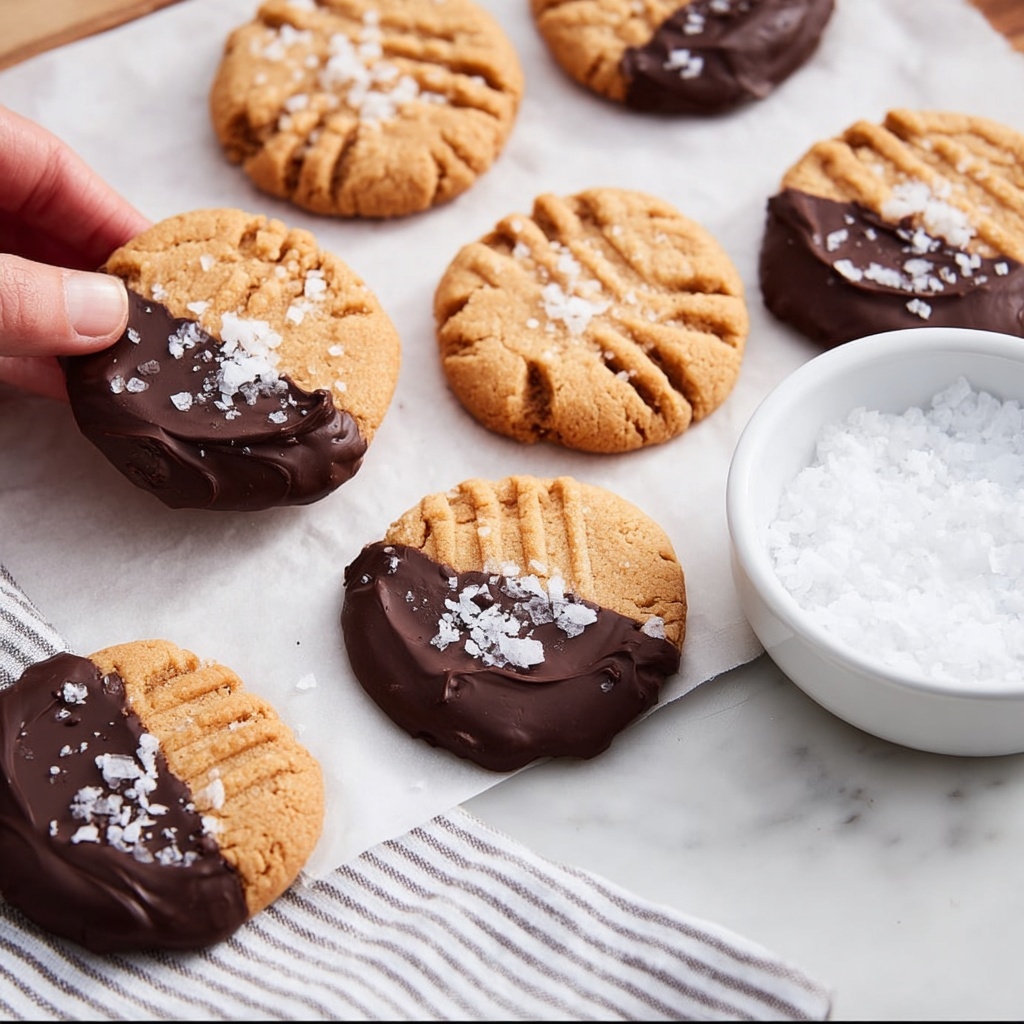 Chocolate Dipped Peanut Butter Cookies Recipe - Recipe Image