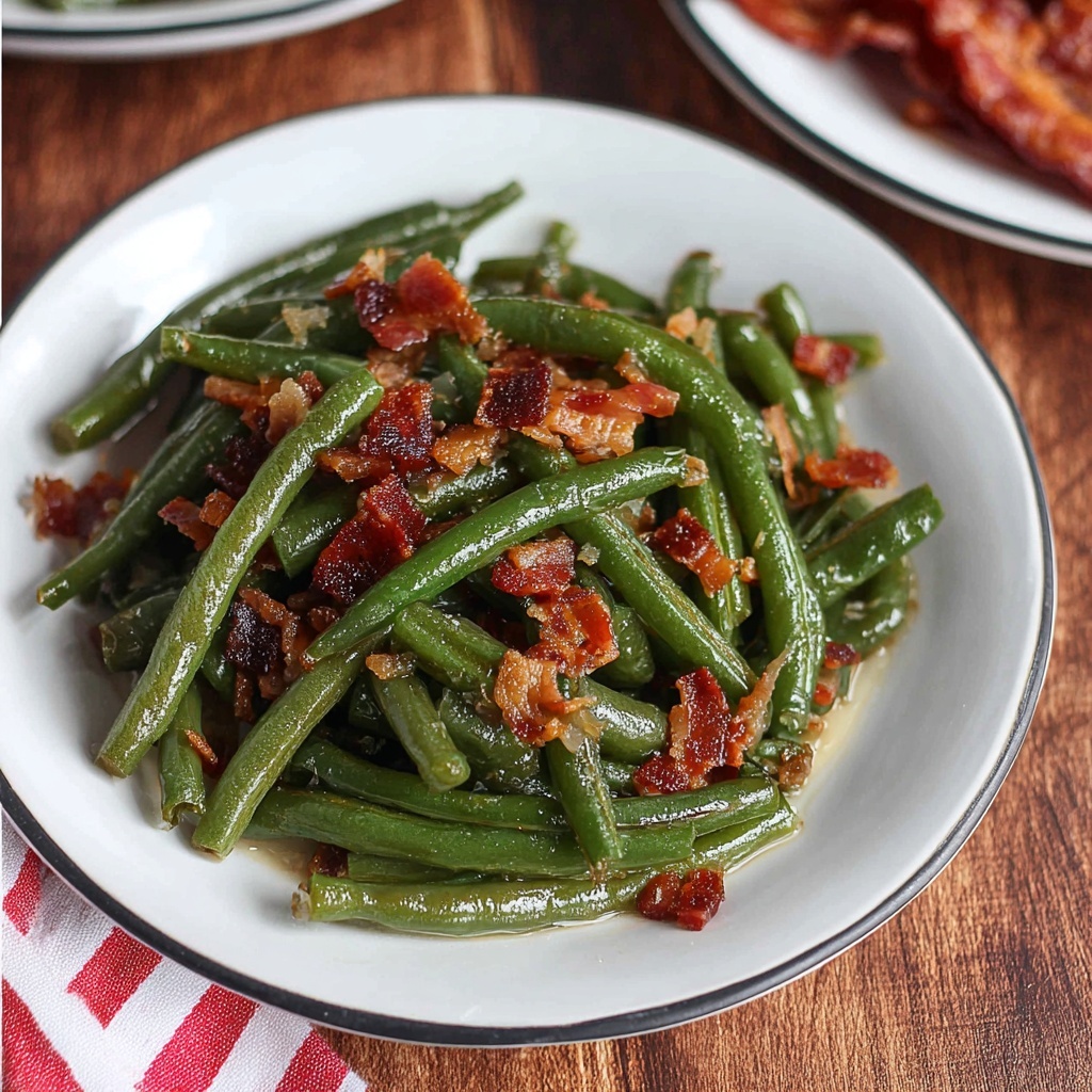 Southern Green Beans with Bacon, Cajun Seasoning, and Tender Simmered Flavor Recipe - Recipe Image