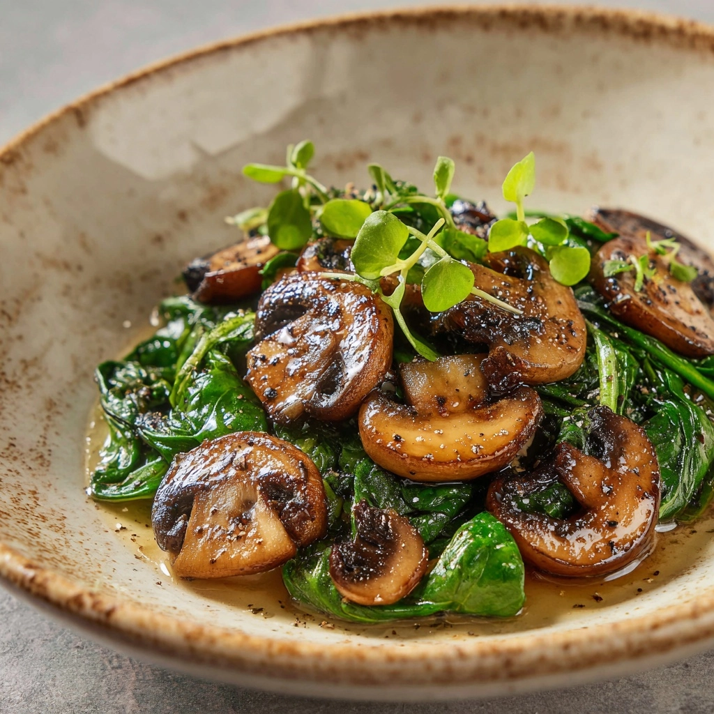 Easy Sautéed Mushrooms with Spinach Recipe - Recipe Image