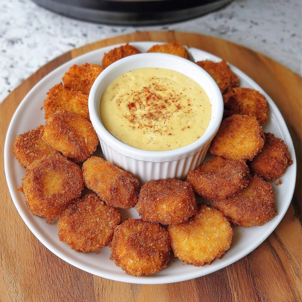 Air Fryer Fried Pickles with Spicy Dipping Sauce Recipe - Recipe Image