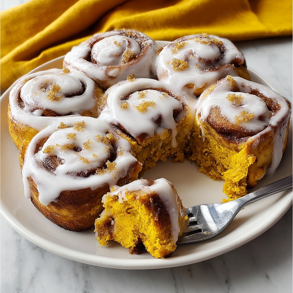 Pumpkin Cinnamon Rolls with Cream Cheese Icing Recipe - Recipe Image