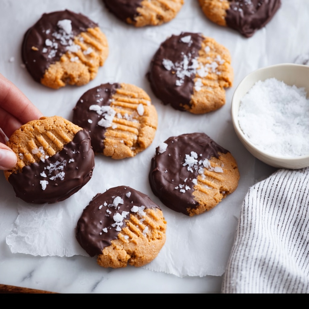 Chocolate Dipped Peanut Butter Cookies Recipe - Recipe Image