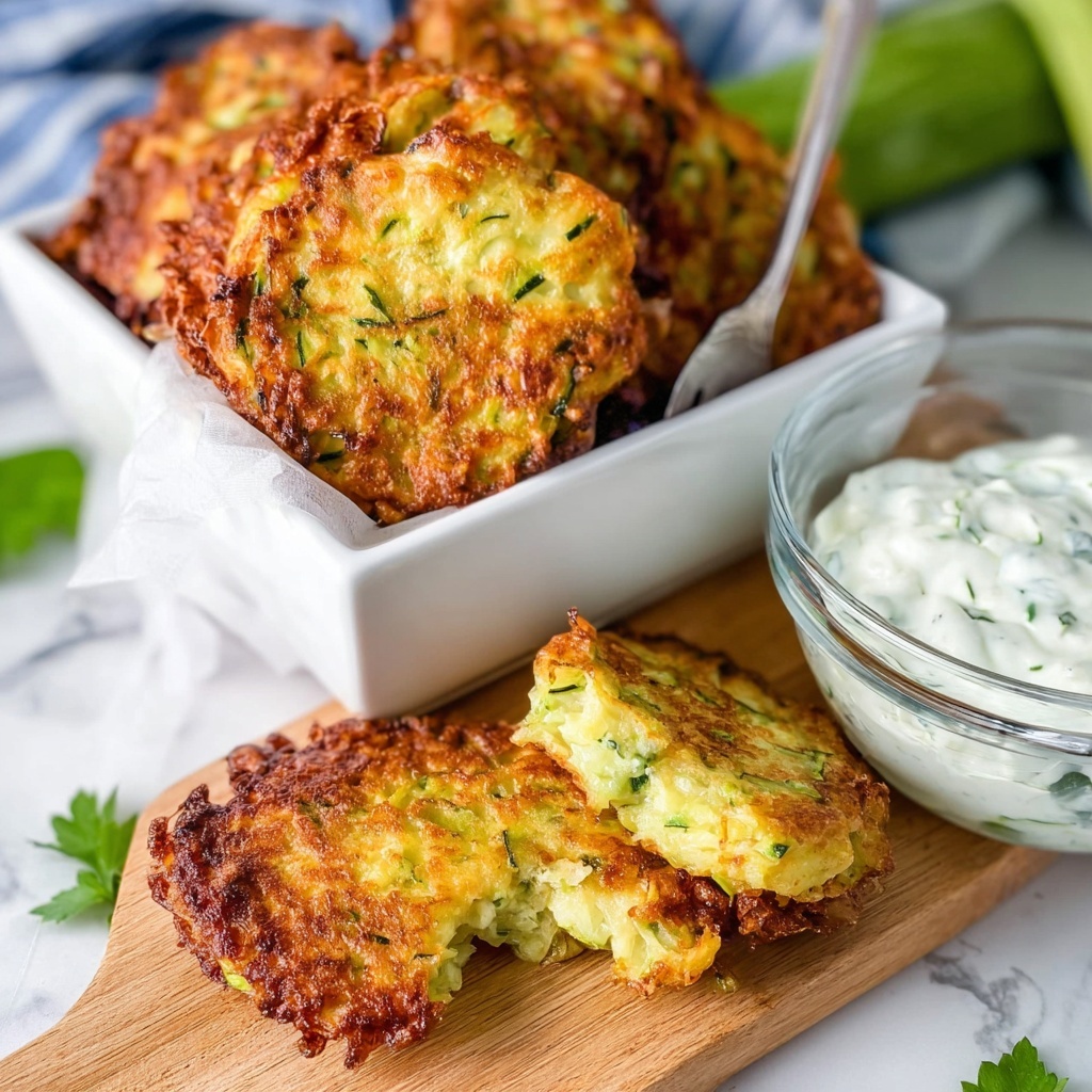 Crispy Zucchini Fritters with Ricotta and Herb Dipping Sauce Recipe - Recipe Image