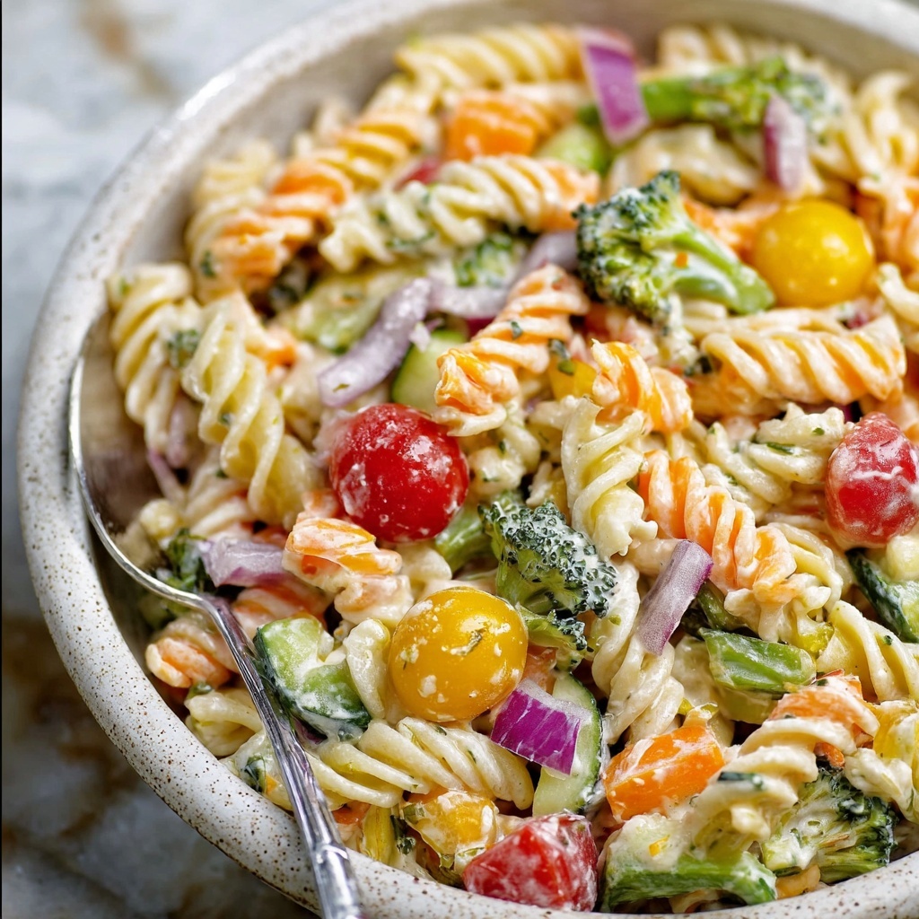 The BEST Creamy Pasta Salad Recipe - Recipe Image