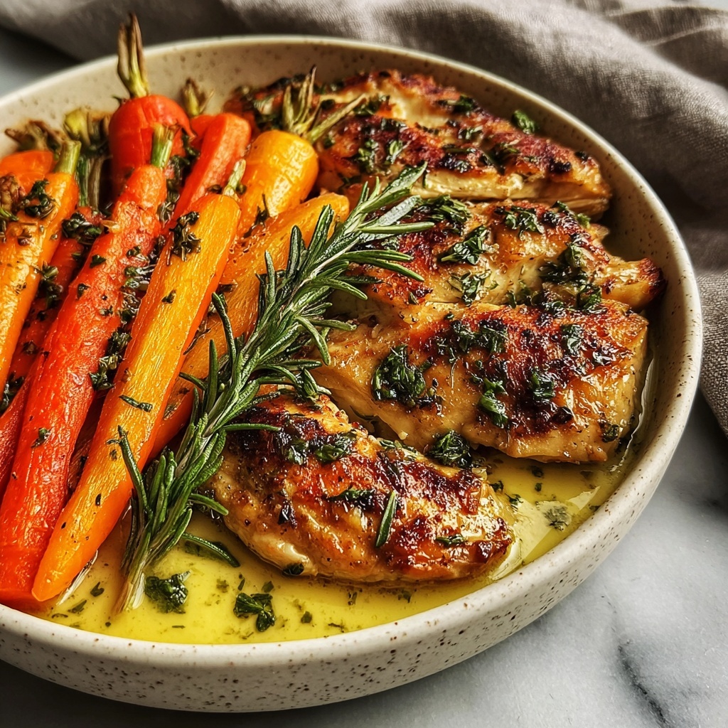 Garlic Herb Chicken with Honey-Caramelized Carrots Recipe - Recipe Image