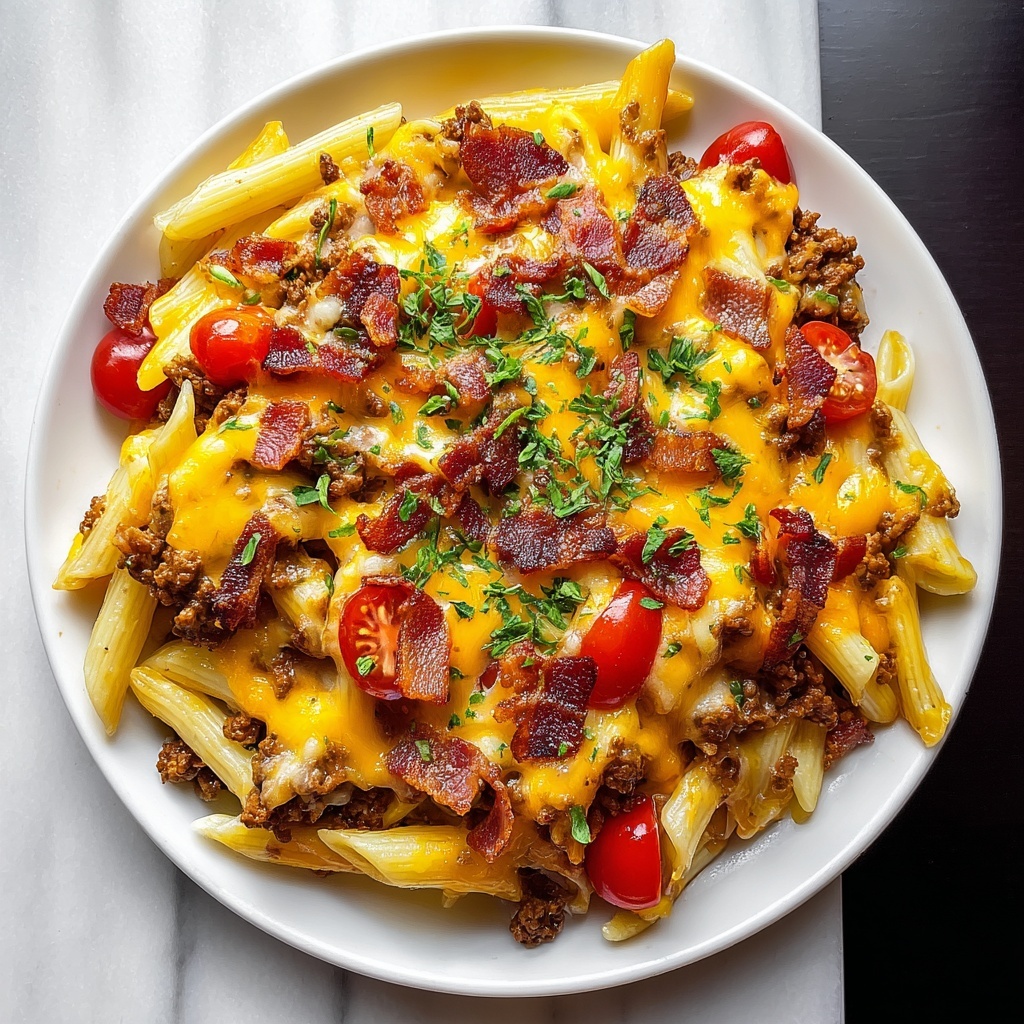 Loaded Bacon Cheeseburger Pasta Recipe - Recipe Image