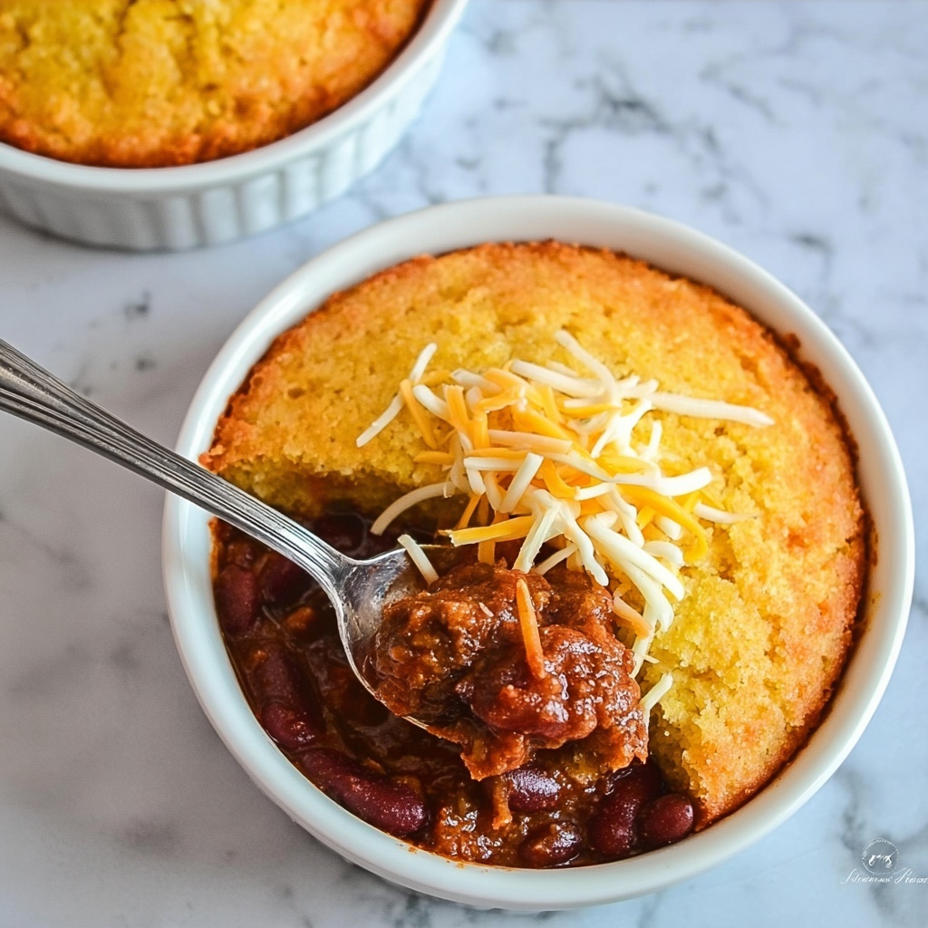 Chili Pot Pie with Cornbread Crust Recipe - Recipe Image