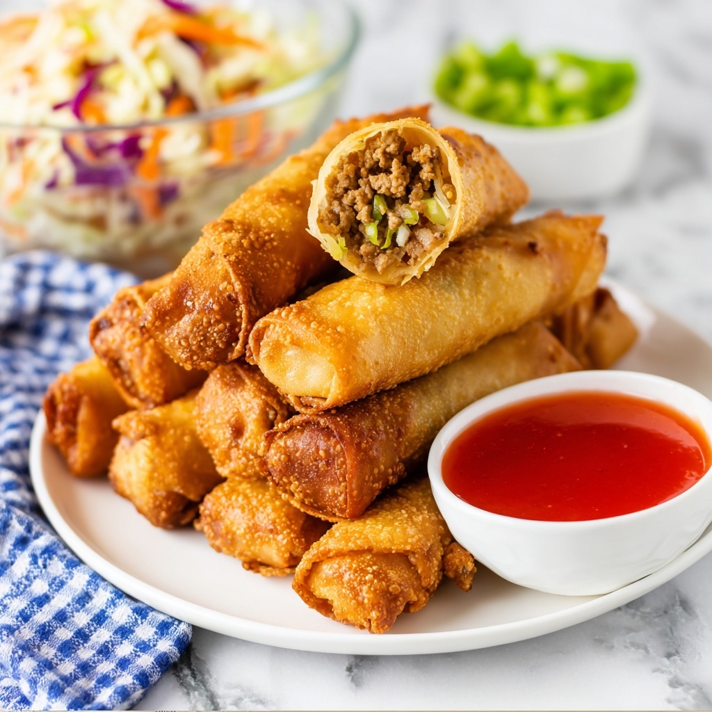 Crispy Homemade Egg Rolls with Savory Pork and Vegetables Recipe - Recipe Image