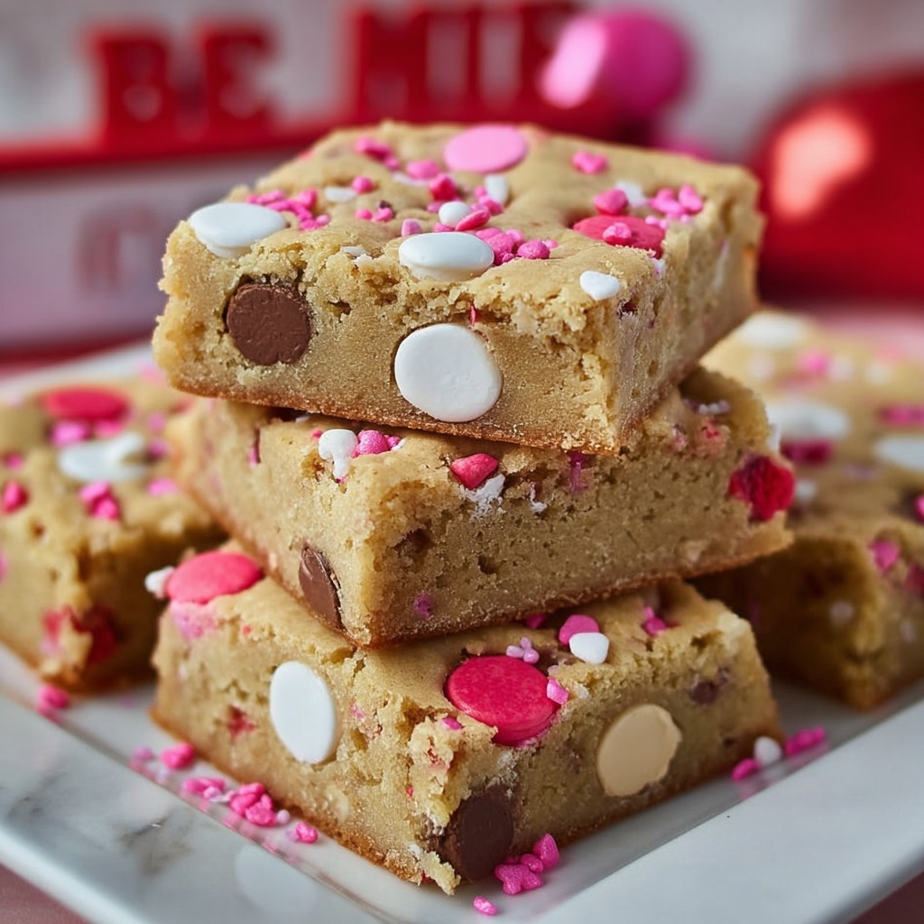 Valentine Peanut Butter Cookie Bars Recipe - Recipe Image