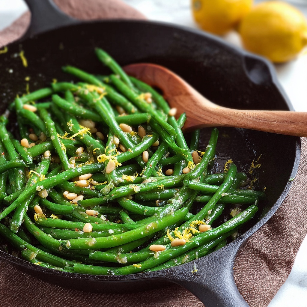 Sauteed Green Beans with Lemon, Parmesan, and Toasted Pine Nuts Recipe - Recipe Image