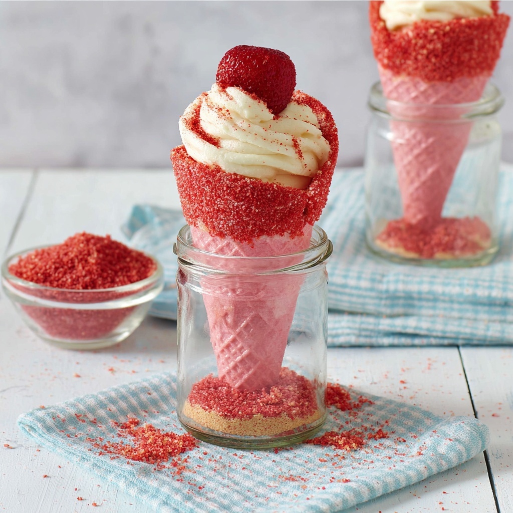 Strawberry Crunch Cheesecake Cones Recipe - Recipe Image