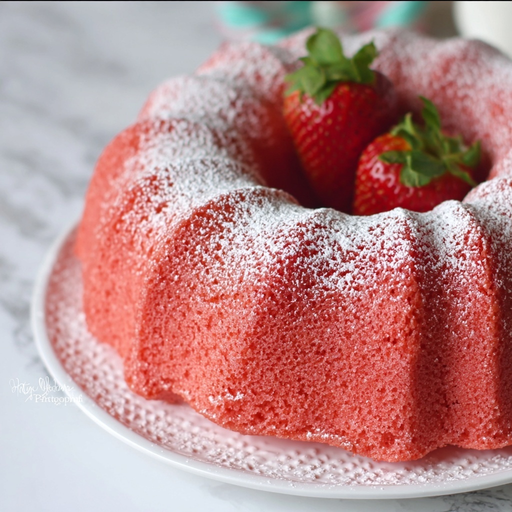Strawberry Bundt Cake with Cream Filling Recipe - Recipe Image