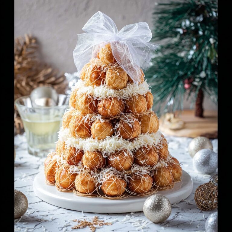 Croquembouche: Elegant French Cream Puff Tower with Caramel and Coconut Recipe