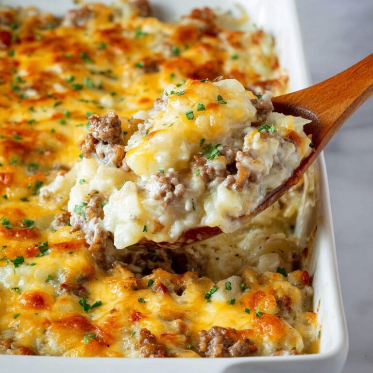 Cauliflower Rice Casserole with Ground Beef, Cream Cheese, and Mozzarella Recipe