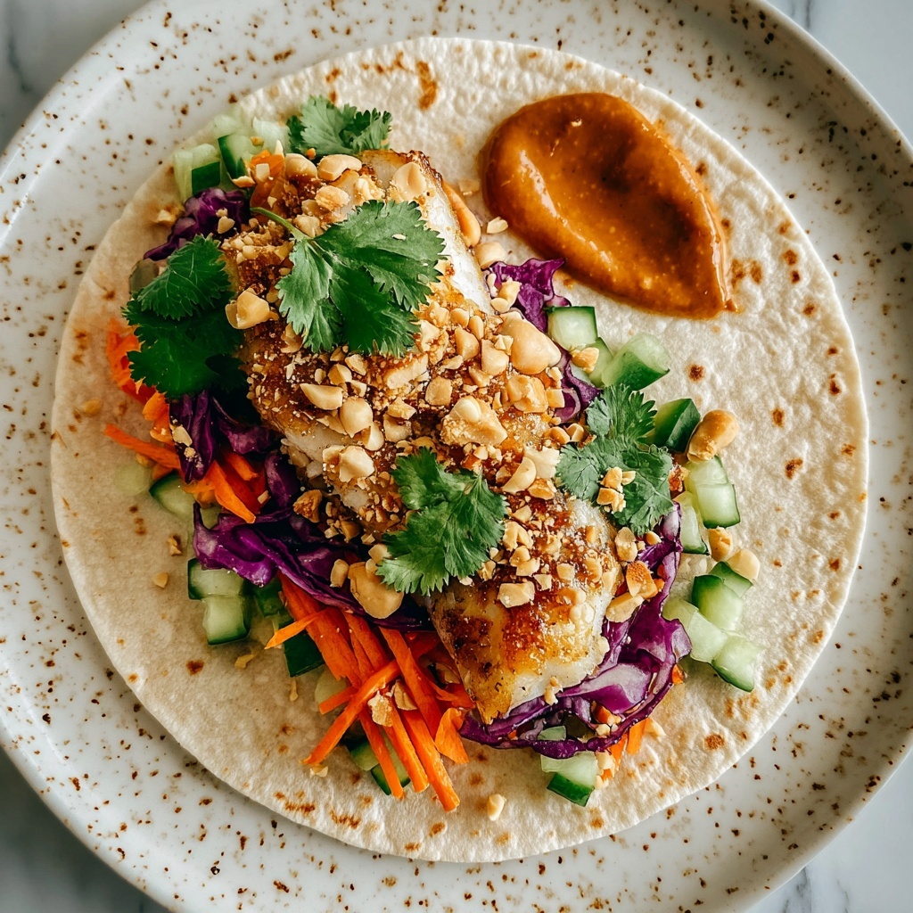 Thai Peanut Chicken Wraps with Creamy Homemade Sauce Recipe - Recipe Image