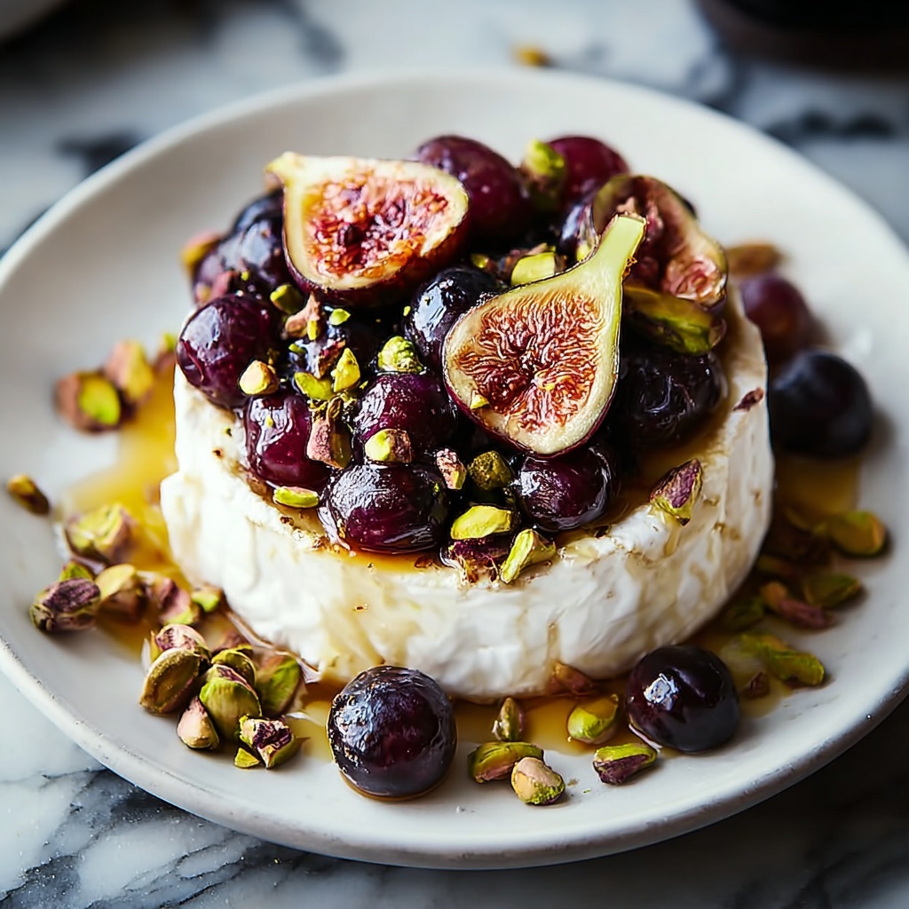 Best Baked Brie with Honey, Fig, and Pistachio Recipe - Recipe Image
