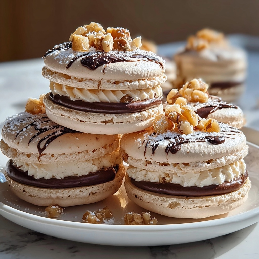 Chocolate Peanut Butter Pretzel Macarons Recipe - Recipe Image