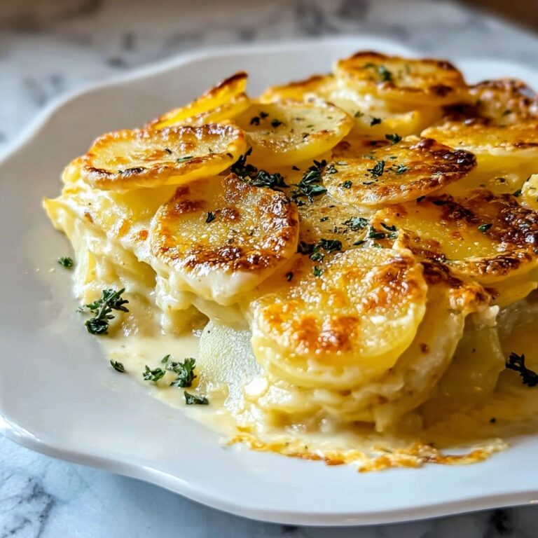 Indulgent Scalloped Potatoes with Three Cheeses Recipe