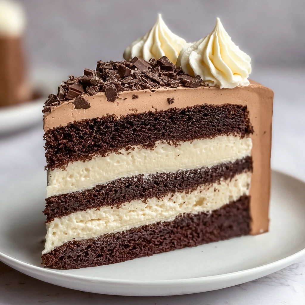 Tuxedo Cake – Triple Chocolate Mousse Cake Recipe - Recipe Image
