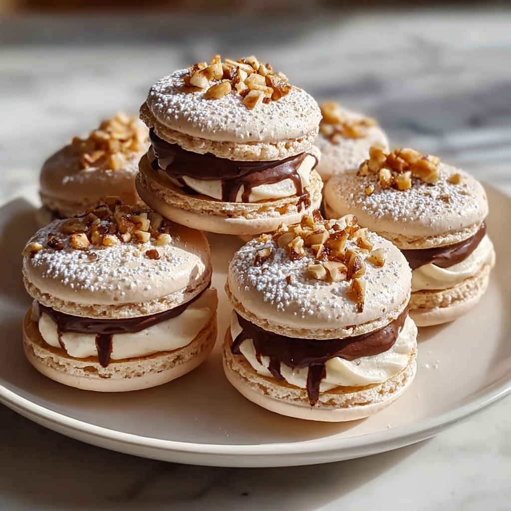 Chocolate Peanut Butter Pretzel Macarons Recipe - Recipe Image