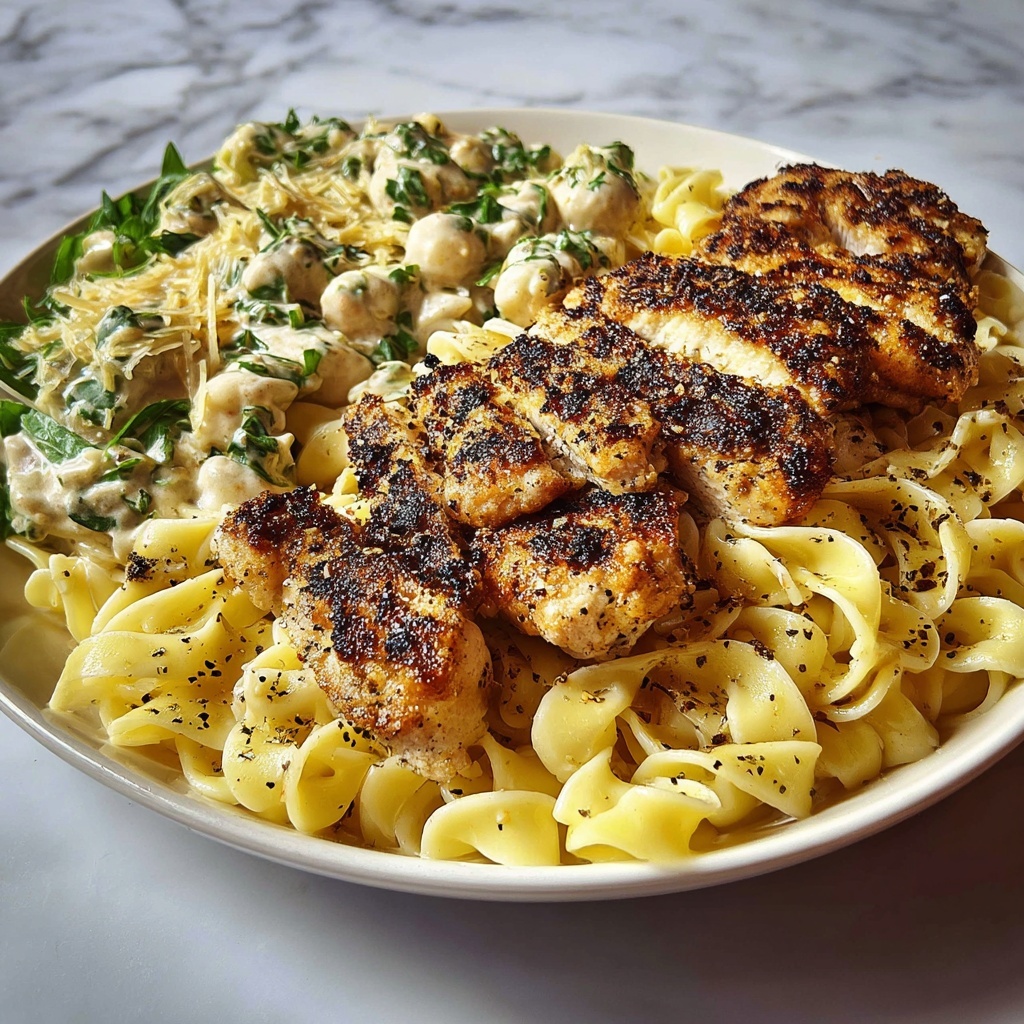 Cajun Chicken Bites with Cheesy Alfredo Linguine Recipe - Recipe Image