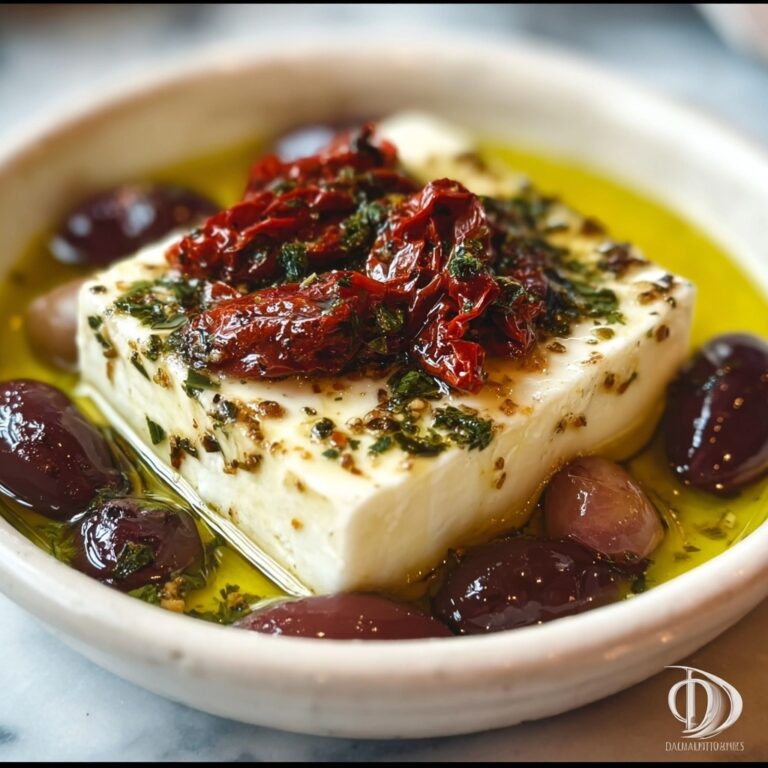 Mediterranean Baked Feta with Olives & Sun-Dried Tomatoes Recipe