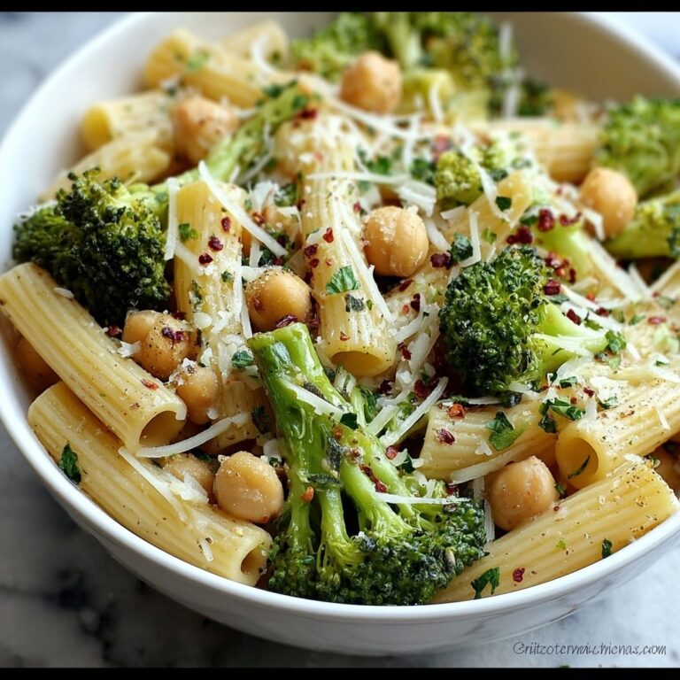 Broccoli Chickpea Pasta with Garlic Olive Oil Recipe