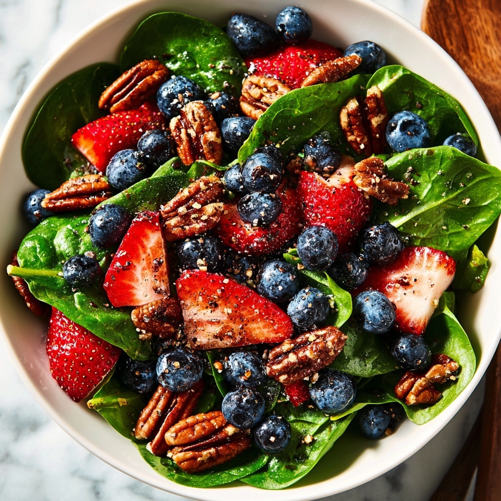 Strawberry Spinach Salad with Feta and Toasted Pine Nuts Recipe - Recipe Image