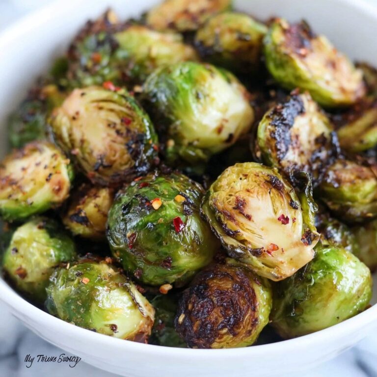 Air Fryer Brussels Sprouts with Honey, Soy, and Sriracha Recipe