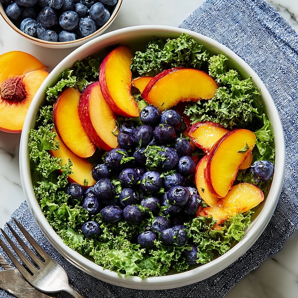 Summer Peach and Blueberry Kale Salad Recipe - Recipe Image