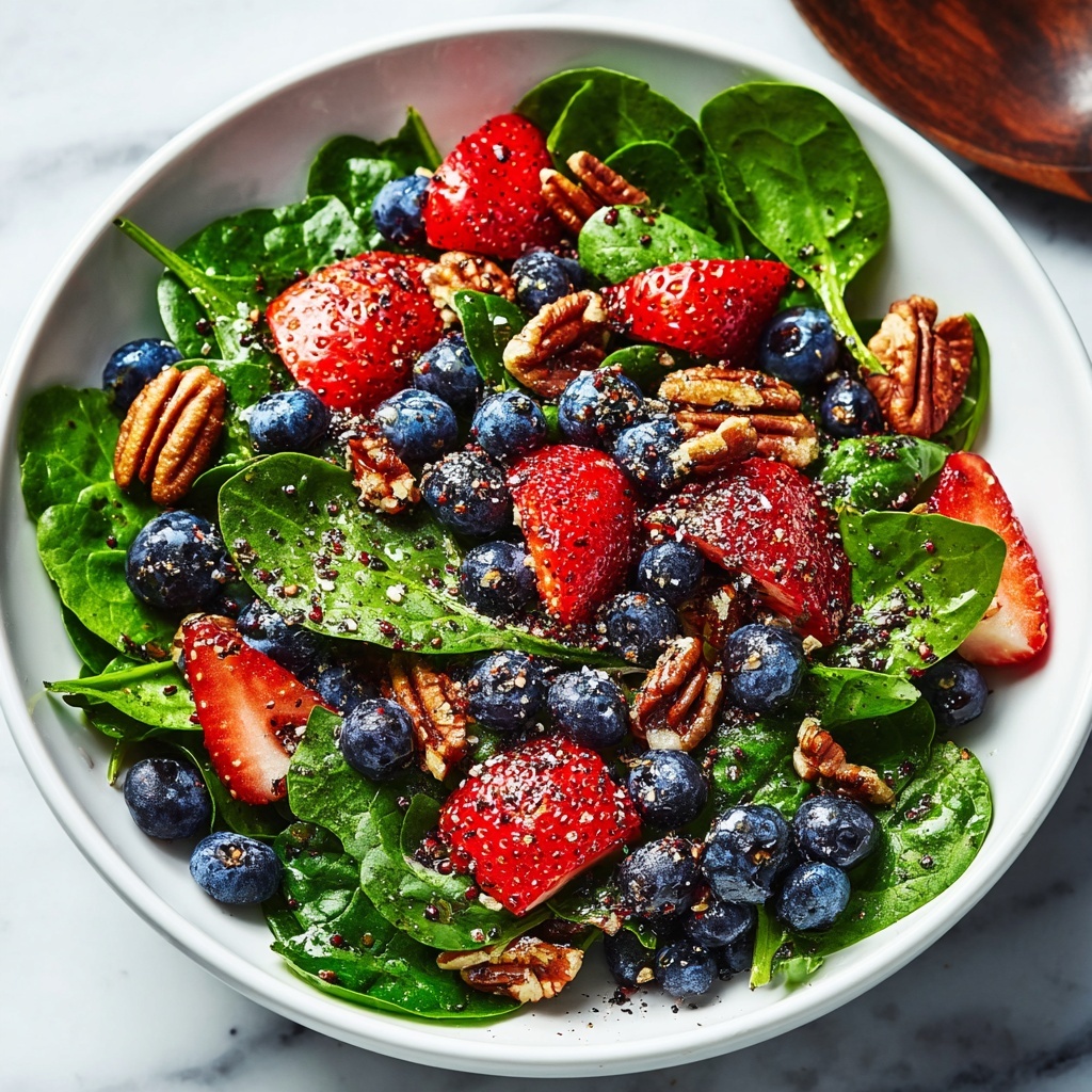 Strawberry Spinach Salad with Feta and Toasted Pine Nuts Recipe - Recipe Image