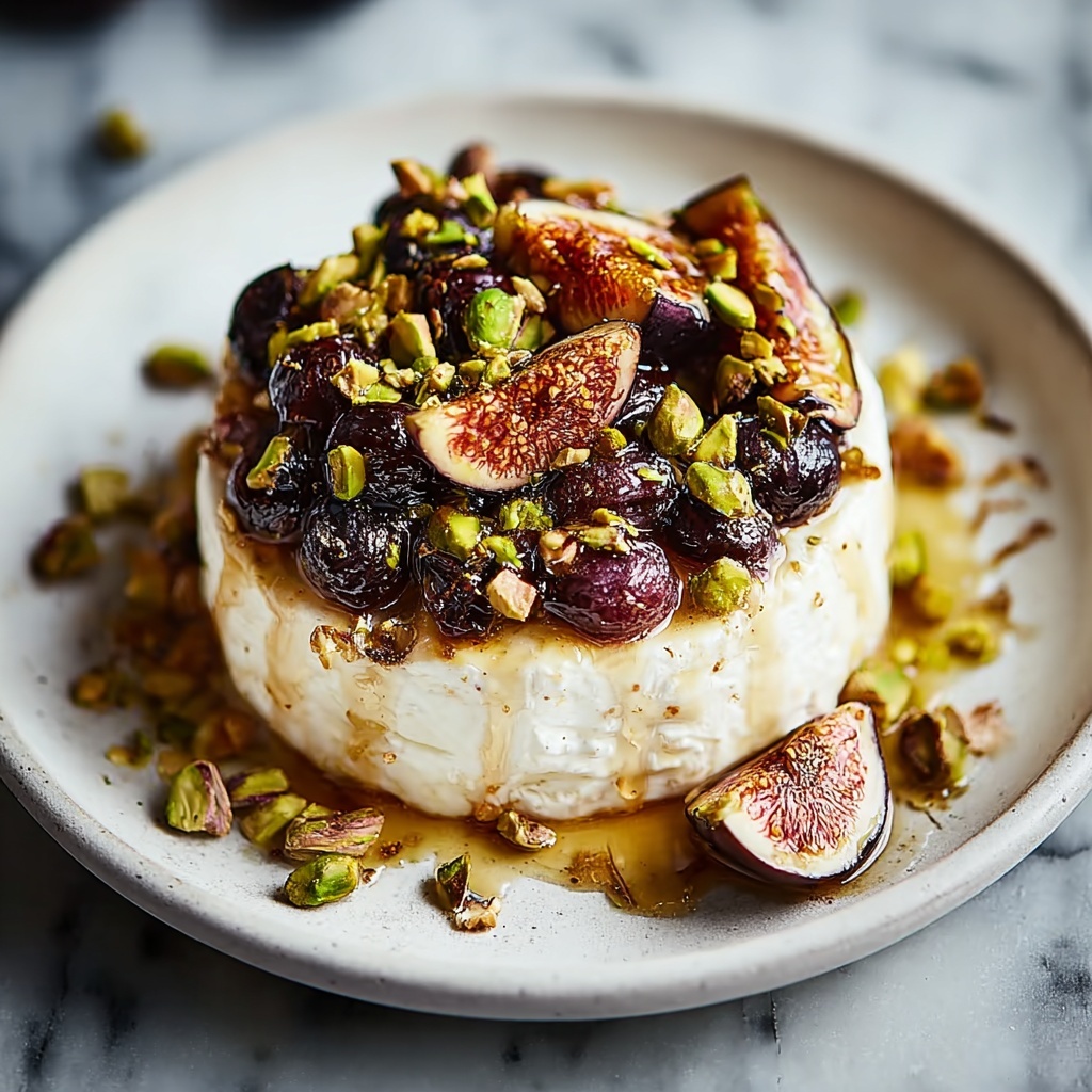 Best Baked Brie with Honey, Fig, and Pistachio Recipe - Recipe Image