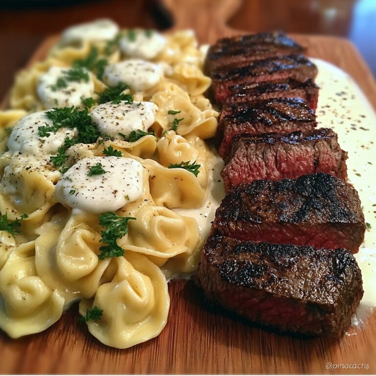 Cajun Garlic Butter Steak with Cheesy Alfredo Tortellini Recipe
