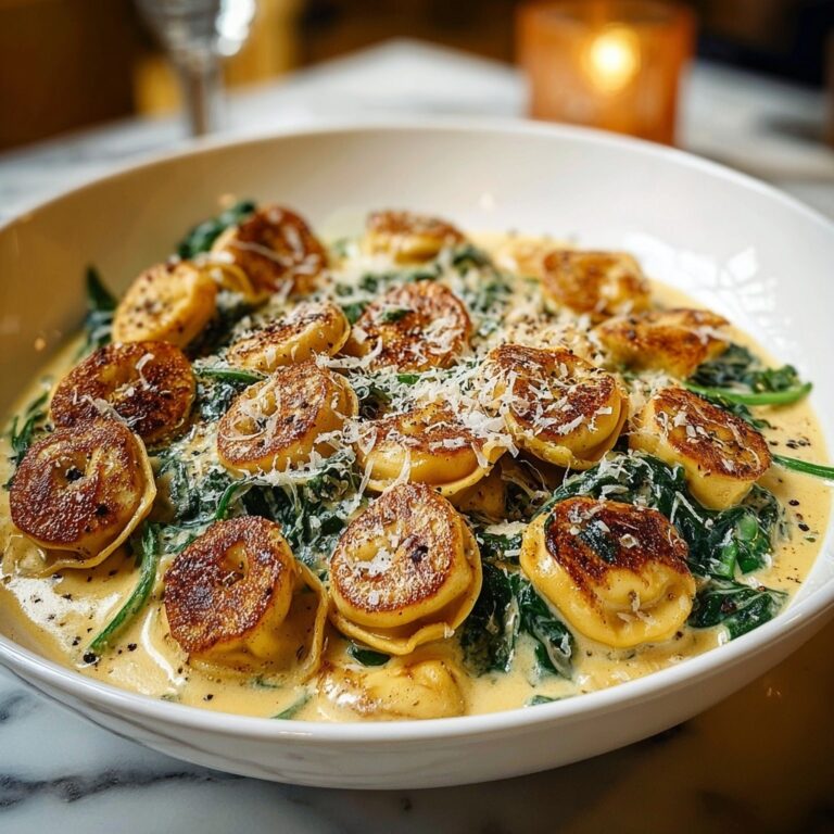 Creamy Chicken Tortellini with Spinach and Garlic Parmesan Recipe