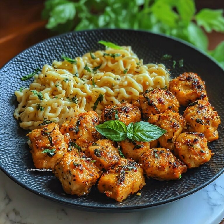 Juicy Lemon Pepper Chicken Bites with Roasted Red Pepper Cajun Alfredo Recipe