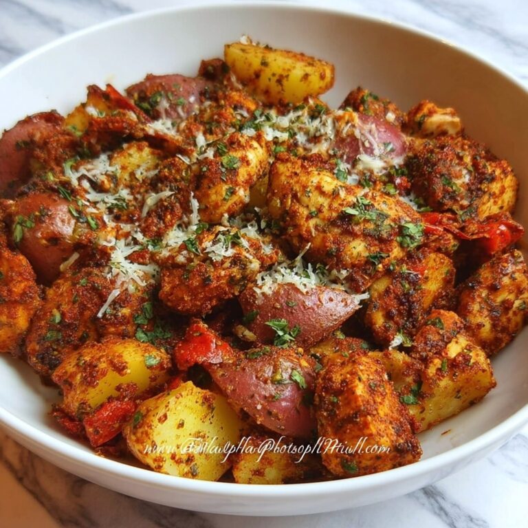 Oven-Roasted Cajun Chicken and Garlic Potatoes with Parmesan Recipe